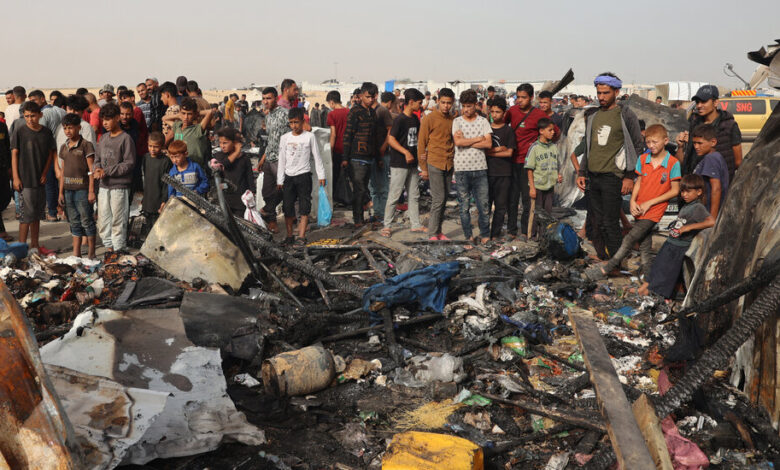 Gazan officials said Israeli airstrikes killed dozens of people in a tent camp in Rafah