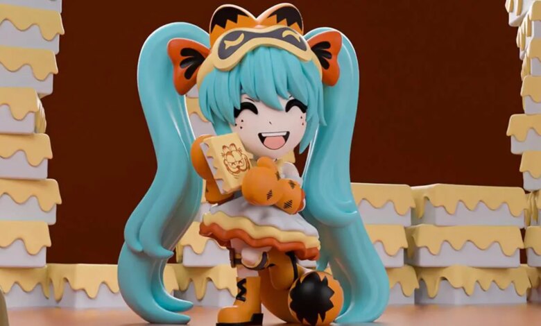 Hatsune Miku Dresses as Garfield the Cat in New Figure