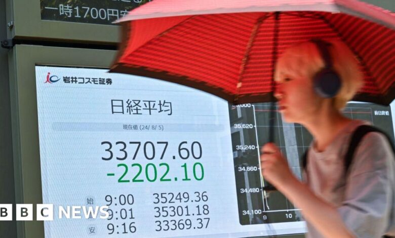 Asian shares fall sharply after sharp declines last week