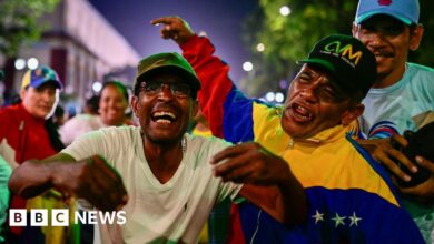 Staged celebrations as Nicolas Maduro declares victory