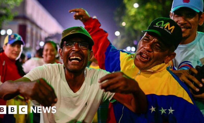 Staged celebrations as Nicolas Maduro declares victory