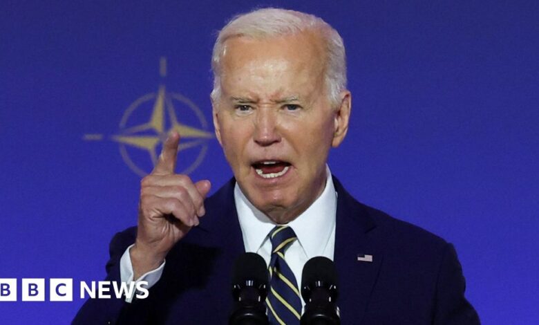 Biden strongly defends Nato as he hosts leaders at summit