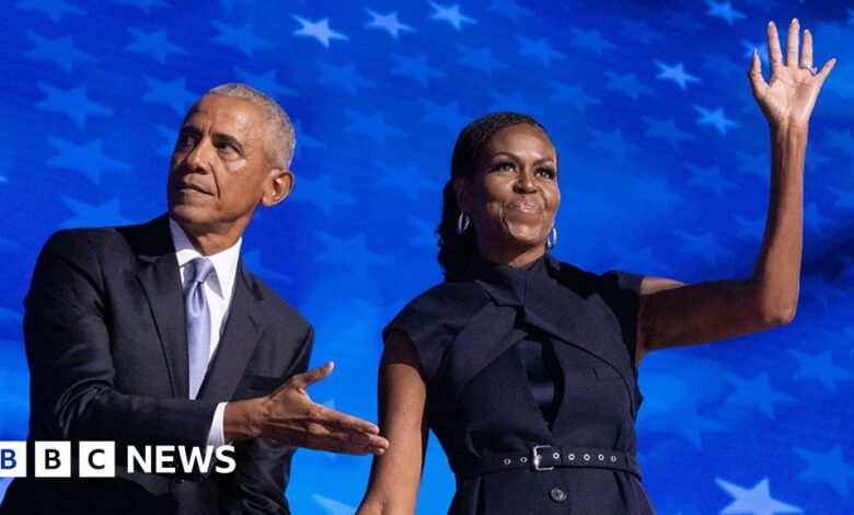 Barack and Michelle Obama galvanize Democrats but warn of tight race