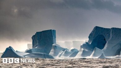 Giant iceberg stuck spinning in ocean trap