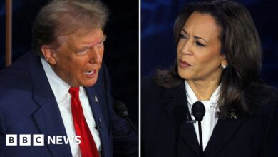 Watch key moments from the Trump-Harris clash