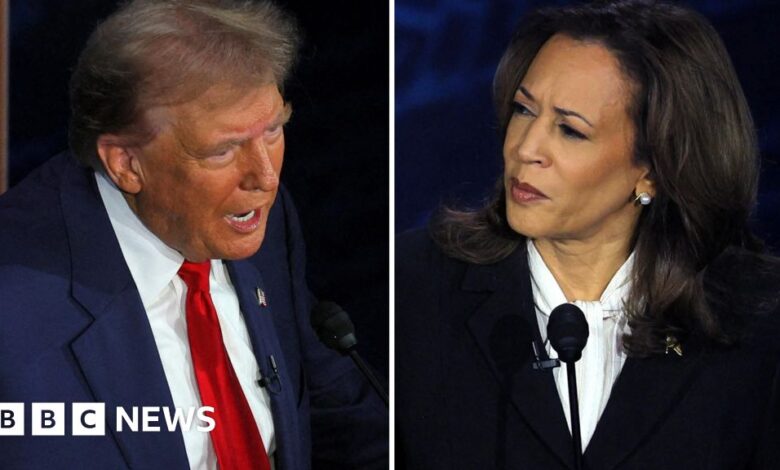 Watch key moments from the Trump-Harris clash