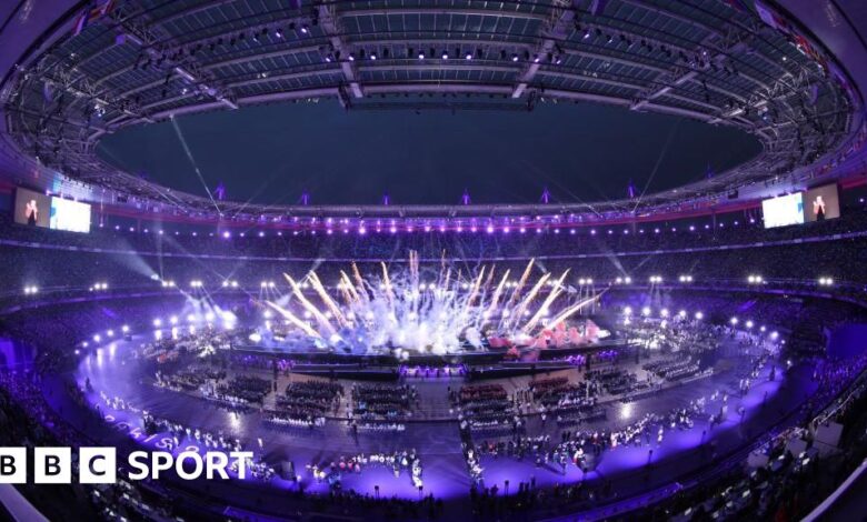 Stade de France lights up for Paralympics closing ceremony