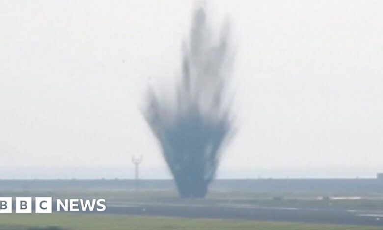 The hidden runway bomb exploded shortly after the plane took off