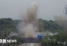 Watch the moment North Korea blew up the road connecting South Korea