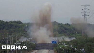 Watch the moment North Korea blew up the road connecting South Korea