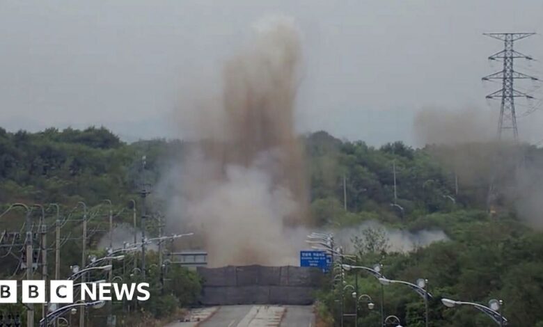 Watch the moment North Korea blew up the road connecting South Korea