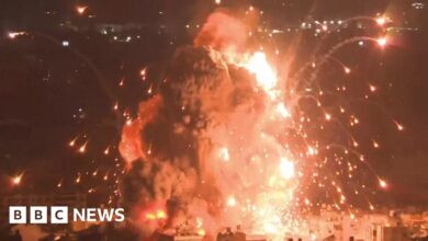 A powerful explosion rocked Beirut at night