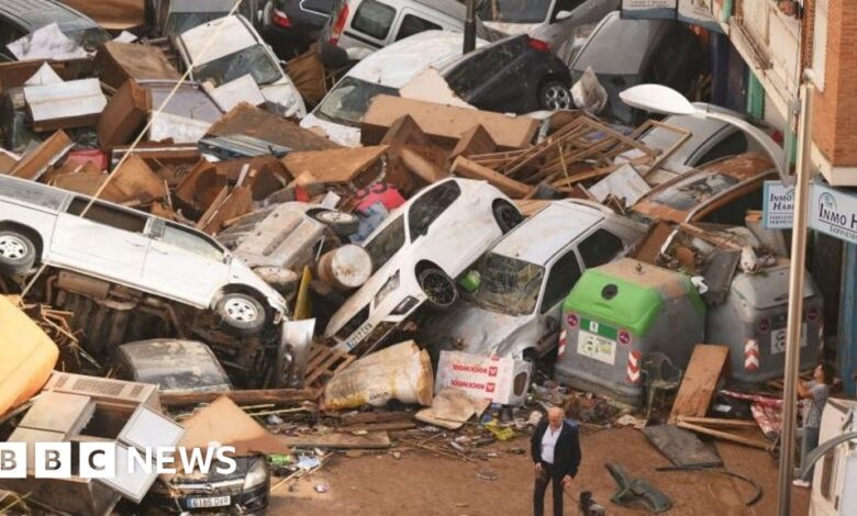 Helicopters and excavators were used to rescue floods that caused chaos in Spain