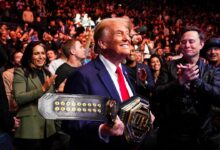 Donald Trump returns to Madison Square Garden for a UFC fight, alongside Elon Musk and his MAGA allies