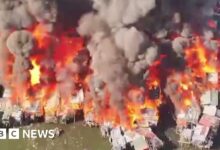 Drone footage shows massive flames engulfing Manila shanty town