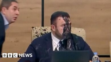 Georgia's election leader had paint spilled on him