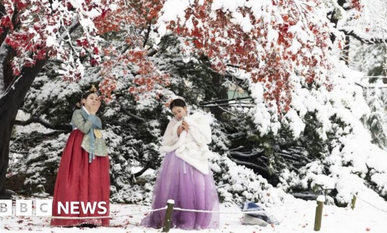 Seoul was covered in the heaviest November snow on record