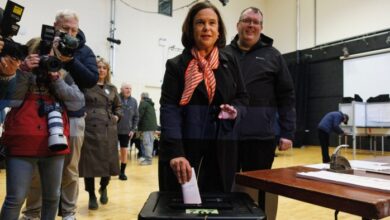 Sinn Féin leader Mary Lou McDonald casting her vote in Dublin