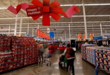 Shoppers at the Walmart Supercenter in Burbank during Walmart’s multi-week Annual Deals Shopping Event in Burbank Thursday, Nov. 21, 2024.