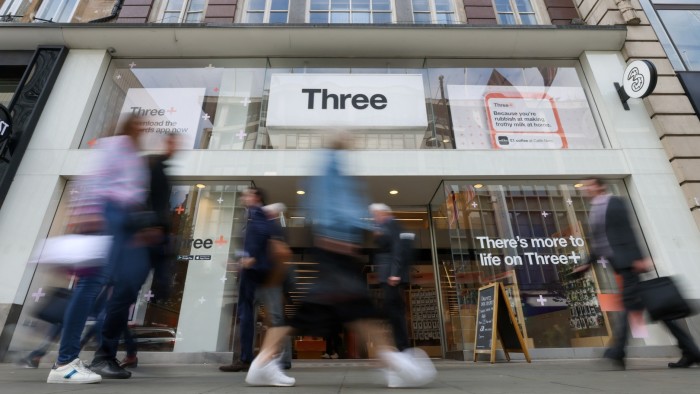 A Three UK mobile phone store on Oxford Street in central London, U