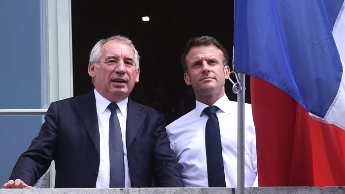 French Prime Minister François Bayrou, left, with President Emmanuel Macron