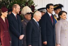 Kate Middleton and Prince William welcome the Qatari Royal Family as Queen Camilla recovers